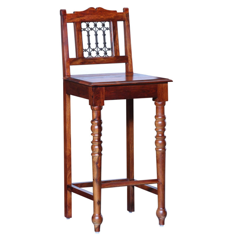 Saffron Solid Sheesham Wood Bar Chair in Honey Oak Finish