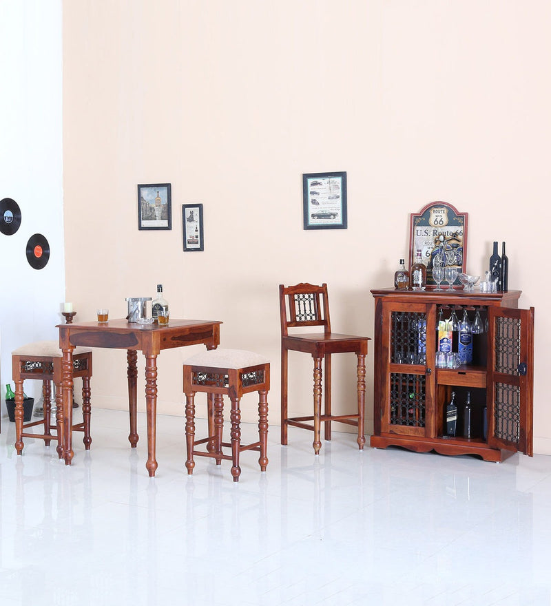 Saffron Wooden Bar Stool for Living & Home in Honey Oak Finish