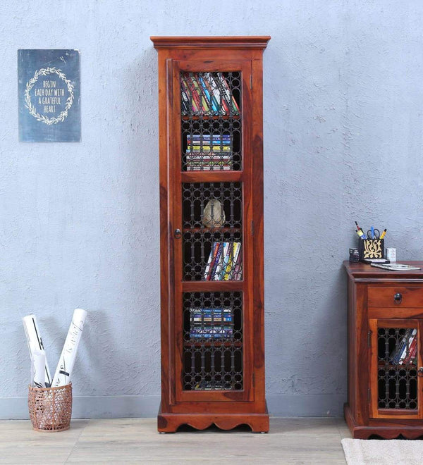 Saffron Solid Wood Bookcase For Living Room in Honey Oak Finish