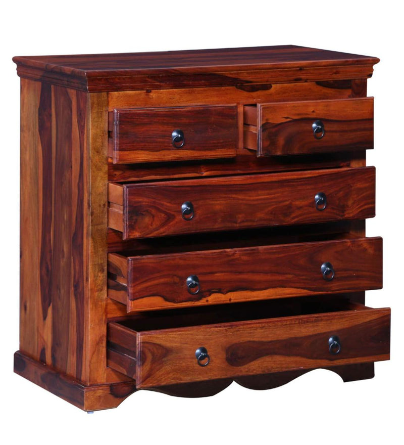 Saffron Solid Wood Chest of Drawer For Home in Honey Oak Finish