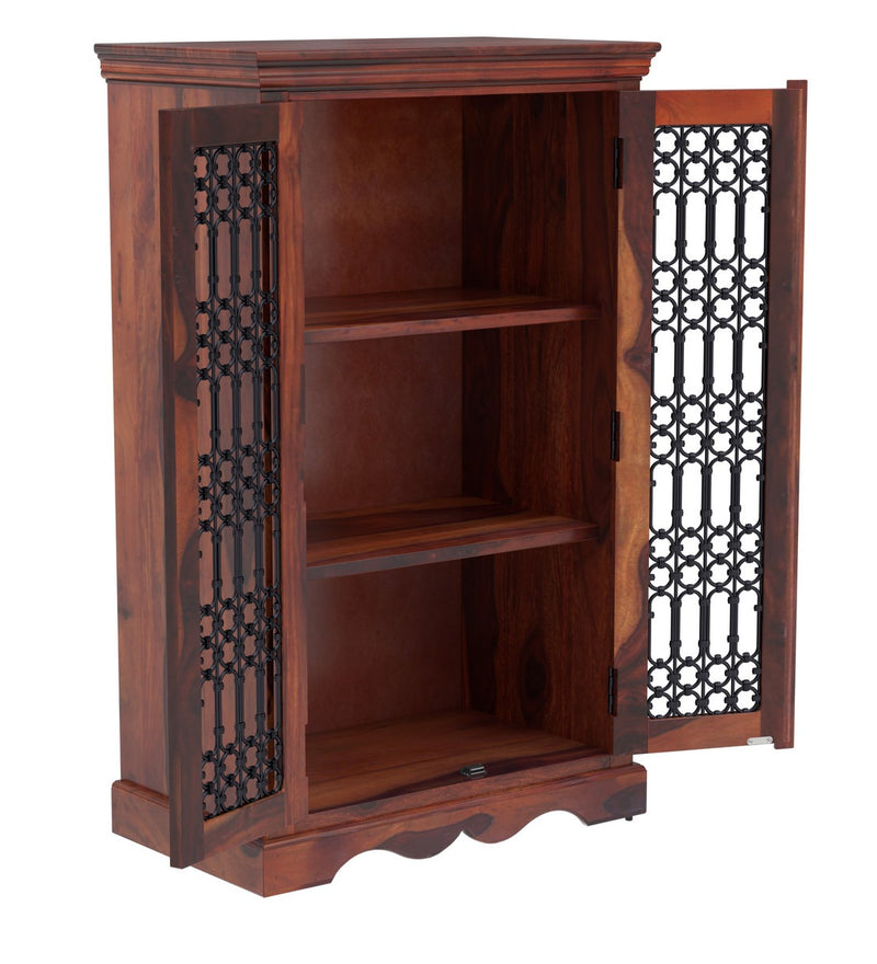 Saffron Sheesham Wood Sideboard Cabinet for Bedroom in Honey Oak Finish