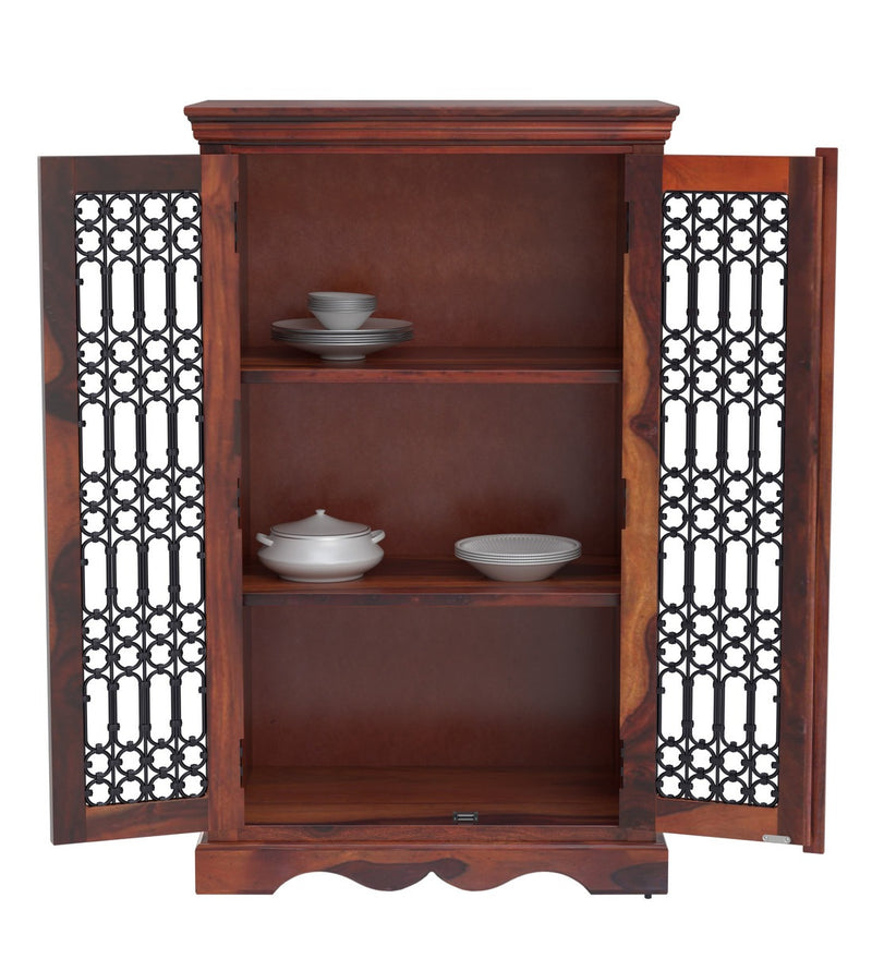 Saffron Sheesham Wood Sideboard Cabinet for Bedroom in Honey Oak Finish