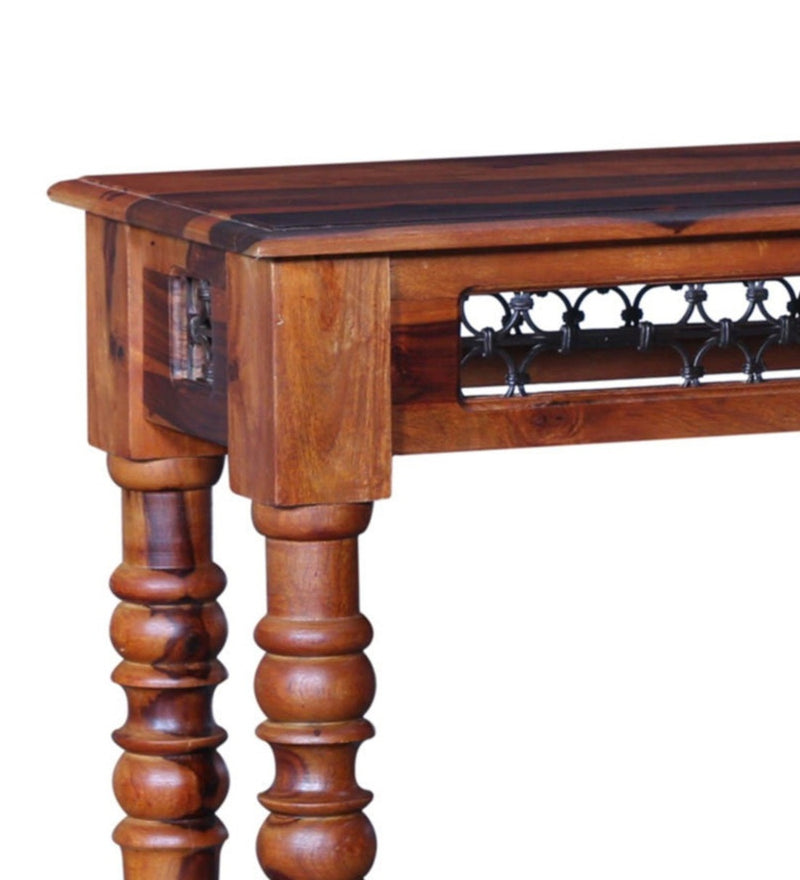Saffron Wooden Console Table for Living Room in Honey Oak Finish