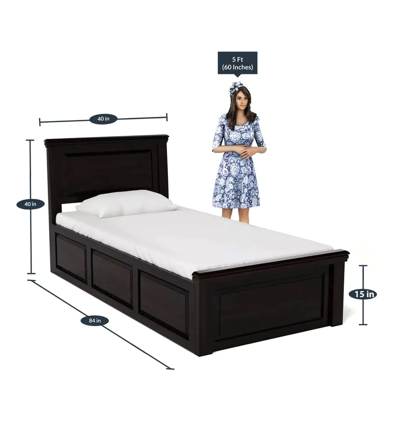 Kanishka Wooden Single Bed with Storage for Bed Room Finish