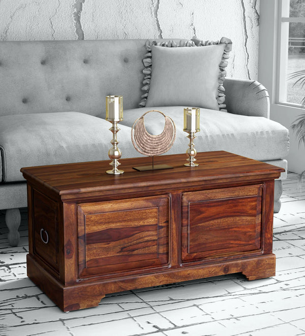 Kanishka Solid Sheesham Wood Trunk Box And Coffee Table for Living & Bedroom Finish