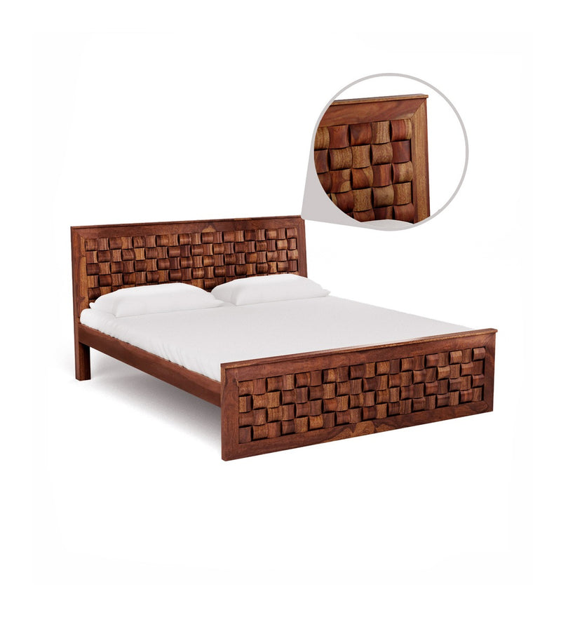 Niware Solid Wood Bed Without Storage in Provincial Teak Finish