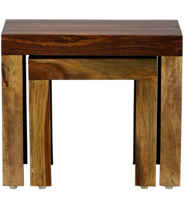 Niware Solid Sheesham Wood Nest of Table in Provincial Teak Finish