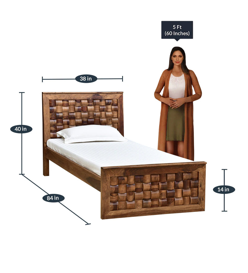 Niware Wooden Single Size Bed for Bedroom Without Storage