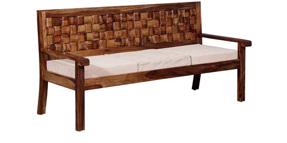 Niware Sheesham Wood 3 Seater Sofa for Living Room in Provincial Teak Finish