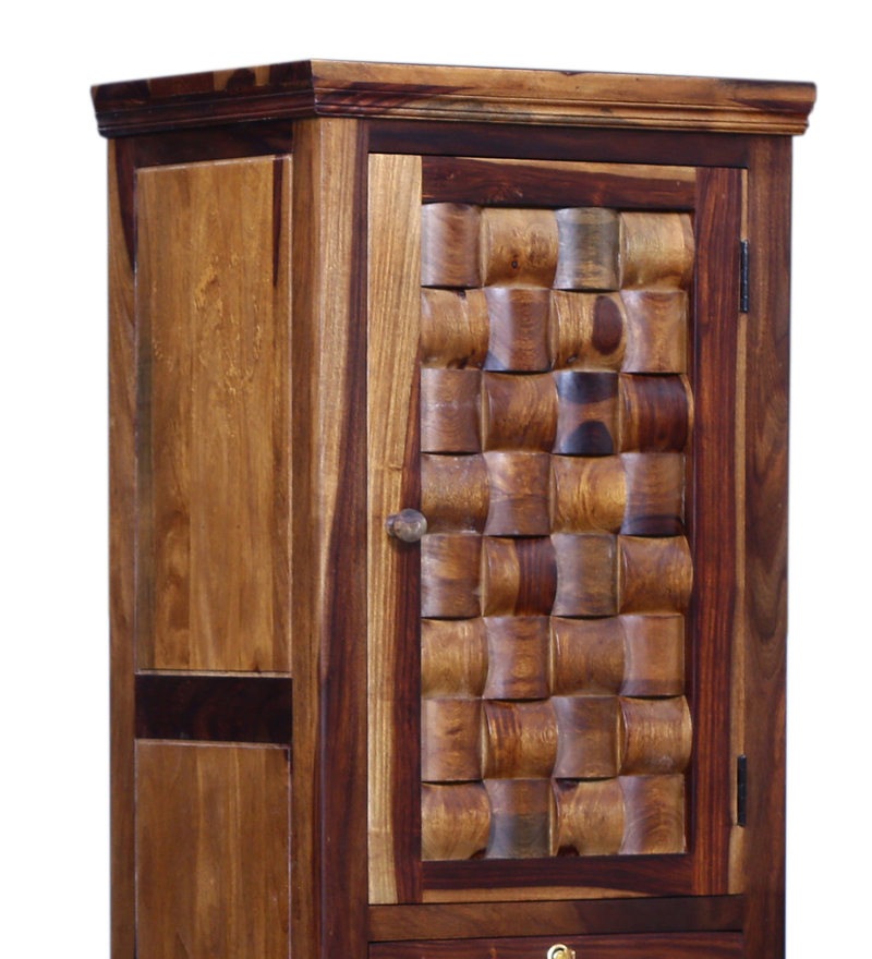 Niware Solid Wood Single Door Wardrobe in Provincial Teak Finish